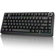 Tyasoleil Aula F75-75 Wireless Mechanical Keyboard, Hot-Swappable Pre-Lubricated Leobog Reaper Switches, Compact 75% Layout with Metal Control Knob, Double-Shot PBT Keycaps, RGB Backlit