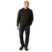 Ariat Men's Basis Southwest Fleece Pullover Sweater, 1/4 Zip, Standing Collar, Black, Long Sleeve, 100% Polyester, 3207005