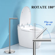 PHANCIR Freestanding Toilet Paper Holder with Top Storage Shelf, Stainless Steel, Silver