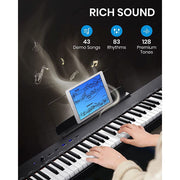 Moukey MK2017 88 Key Full-Size Weighted Electric Piano with 43 demo songs 83 rhythms 128 Premium Tones