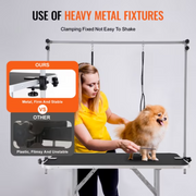 VEVOR GT-202H Pet Grooming Table Two Arms with Clamp, 46'' Dog Grooming Station, Foldable Pets Grooming Stand for Medium and Small Dogs, Free No Sit Haunch Holder with Grooming Loop, Bearing 330lbs