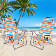 GVDV Backpack Beach Chair Set of 2, Portable Folding Outdoor Chairs, 4-Position Adjustable Reclining, Cup Holder, Towel Bars, Multicolor
