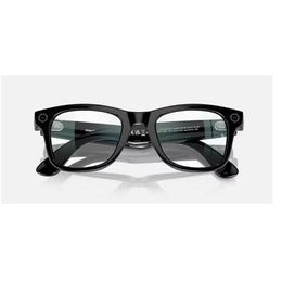 Ray-Ban RW4006 Meta Wayfarer Gen 1 Blue-Light Filter Glasses, Large, Shiny Black