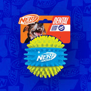 Nerf Dog NF-9328 TPR Spike Squeak Ball Durable Rubber Dog Toy Green Blue 3.7 in