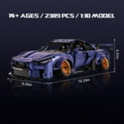 QOQ 1:10 Scale DIY Racing Car Building Blocks Collectible Supercar Kit, Purple, 2389 Pieces - Theme: Sport