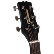 Jasmine S34C Orchestra Acoustic Guitar Bundle, Venetian Cutaway, Spruce Top, Sapele Back and Sides, Rosewood Fingerboard, Black