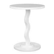 Mainstays Kids Wood Wavy Nightstand Side Table, Durable Rubberwood, Water-Resistant Satin Finish, White, 15.75 in