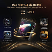 Hidizs AP80 Pro-X Digital Audio Player, Dual ESS9219C DAC Chips, DSD256 Native Decoding, MQA 8X, Bluetooth 4.2 with LDAC and aptX, 2.45in Samsung IPS Touchscreen, Black
