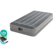 Intex 64112E Dura-Beam Standard Series Prestige Mid-Rise Airbed with Fastfill USB Powered Internal Air Pump, Twin Grey