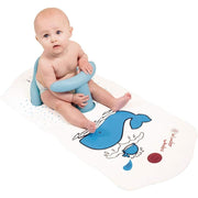 BBCare Baby Non-Slip Safety Bath Seat & Extra Long Bath Mat with Hot Spot Color Change (Blue Whale)