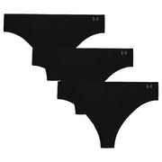 Under Armour Pure Stretch No Show Thong 3-Pack - Black - M