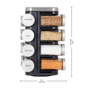 Kamenstein 16-Jar Plaza Spice Rack with Ridge Metal Caps, Revolving Countertop Organizer, Multicolor, 5296272
