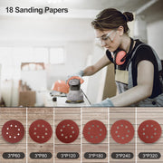 Jellas 5-In Random Orbital Sander with 17Pcs Sandpapers, 6 Variable Speed Sanders for Wood