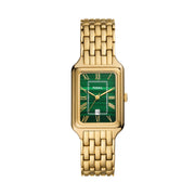 Fossil Raquel Women's Gold-Tone Stainless Steel Watch with Genuine Green Malachite Dial, 26mm ES5341