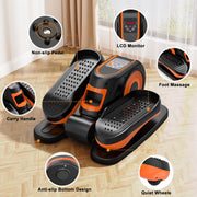 GIKPAL Under Desk Elliptical Machine with Remote Control and LCD Display Monitor, Black/Orange - Portable