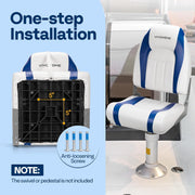SPECSTAR Folding High Back Boat Seats 2 Pack, Waterproof Marine-Grade Vinyl, Aluminum Frame, Blue