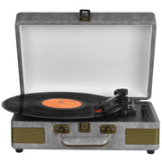 RetroAudio W06 Vinyl Record Player Audio Turntable Bluetooth Portable Suitcase Record Player with Built-in Speakers, Grey