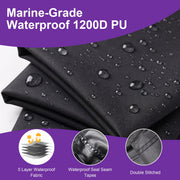 Agricasst 1200D PU Heavy Duty Cover with Motor Cover and 15 Adjustable Straps, 14-16FT, Black - Waterproof