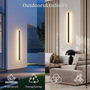 Ralbay Outdoor Wall Light 2 Pack, 47.2In Linear LED Sconce, 3000K Warm White, 35W, IP65 Waterproof, Matte Black