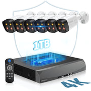 OHWOAI 4K PoE Security Camera System, 6 Wired Outdoor Cameras, 8-Channel NVR, 1TB HDD, 130 Wide View, AI Motion Detection, Two-Way Audio, IP66 Weatherproof