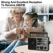 Jazmm Portable AM FM Radio with Digital Tuning, Large Knob, Dual Power AC and Battery, Black