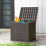 Gianna 31 Gallon Resin Deck Box Waterproof UV Resistant Outdoor Storage Box Brown Rectangle JBX