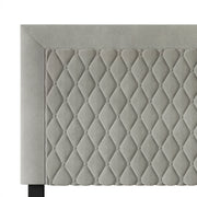 Castle Place WC8540TUHB-GY-VV Velvet Upholstered Headboard, Transitional Geometric Diamond Design, Grey, Twin