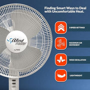 PAMI 16 in Oscillating Pedestal Fan, Portable Standing Fan with 3 Speed Levels, Adjustable Tilt and Height, White, 0051