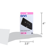 Onn Bluetooth Cassette Adapter with Rechargeable Battery, Wireless Streaming, Universal Compatibility, Includes Micro USB Charging Cable