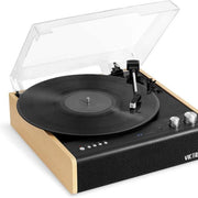Victrola VTA72BAM Eastwood 3-Speed Dual-Bluetooth Hybrid Turntable, Black/Bamboo