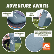 Ozark Trail Self-Inflating Large Rectangular Sleeping Pad, R-Value 5.0, PVC-Free TPU, Foam Core, 78 in x 25 in x 2 in
