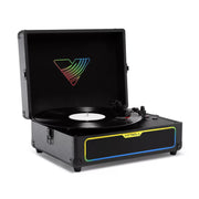 Victrola Journey Glow Suitcase Record Player with 18 Multicolor Light Modes, Bluetooth Streaming, Enhanced Stereo Speakers, Bass Port, RCA Output, Headphone Jack, Aux Input