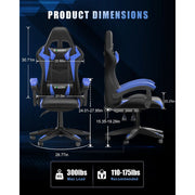 Bigzzia Gaming Chair, Ergonomic Video Game Chairs w/Pillow & Lumbar Support, Black/Green