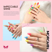 Morovan Nail Polish Kit, 15 Neon Glitter Colors, 0.25oz Bottles, Quick Air Dry, Glossy Mirror Finish