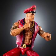 Mattel WWE x Street Fighter The Rock Final Boss 6-Inch Action Figure with 25 Points Articulation, TrueFX Detailing, Swappable Hands, Accessories, Retro Packaging, JLD79