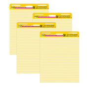 3M Post-it Super Sticky Easel Pads, Yellow Lined, 25 in. x 30 in., 30 Sheets per Pad, 4 Pads
