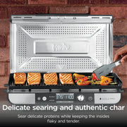 Ninja Sizzle Pro XL Indoor Griddle and Grill, 20-Inch Ceramic Nonstick Plates, ProTemp IQ Technology, Edge-to-Edge Heating, Silver, GX101