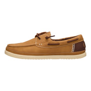 HEYDUDE Harbor Lo Classic Boat Shoe, Lightweight Slip-On with Elastic Laces, Cushioned Ankle Collar, Bone Brown Multi, Size 9, 45139-2LI