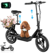COBIZI 500W Electric Scooter for Adult, Black, 500W-25 Miles-Adjustable Seat And Basket
