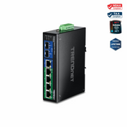 TRENDnet TI-PG62B 6-Port Industrial Gigabit PoE+ DIN-Rail Network Switch