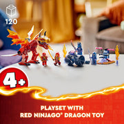 LEGO NINJAGO Kais Source Dragon Battle Adventure Playset, Posable Red Dragon, 4 Ninja Action Figures, Forest Trap, Shooter Vehicle, 120 Pieces, Ages 4+