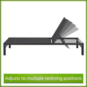 Mainstays Dashwood Outdoor Chaise Lounger Set of 2, Black Steel Frame, Breathable Sling Fabric