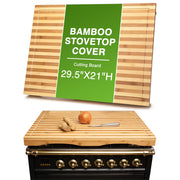 Aleratec Bamboo Stovetop Cover Cutting Board with Adjustable Legs, Large, Integrated Juice Groove, Sustainable Hardwood