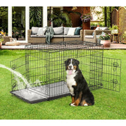 BestPet TY-PC1200-Black Double-Door Metal Dog Crate with Divider and Tray, X-Large, 48