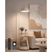 Homechoose Modern Smart Floor Lamp with Side Table, Cream White