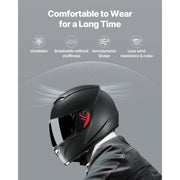 KFFKFF Full Face Motorcycle Helmet with Dual Swappable Visors, Removable Washable Liner, Advanced Ventilation, DOT Certified, Matte Black, Size M, MD-803