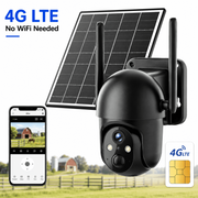 Conico 4G LTE Solar Cellular Outdoor Security Camera, 2K Ultra HD, 360 PTZ, Full-Color Night Vision, AI Human Detection, Black