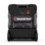 Monster Rockin Roller 300 Portable Bluetooth Speaker, 200W Power, 100+ Hour Playtime, Wireless Qi Charging, IPX4 Weather Resistant, Telescoping Handle with Roller Wheels, Black