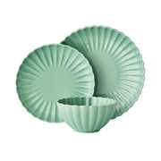 The Pioneer Woman Colette 12-Piece Stoneware Dinnerware Set, Green