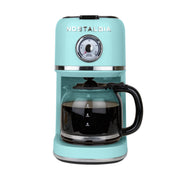 Nostalgia Classic Retro Coffee Maker, 10-Cup Capacity, One Button Brewing, Aqua, Reusable Filter, Auto Shut-Off NCRCOF10AQ6A